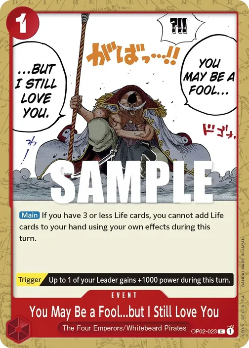 Carte One Piece anglaise OP02-023 You May Be a Fool...but I Still Love You