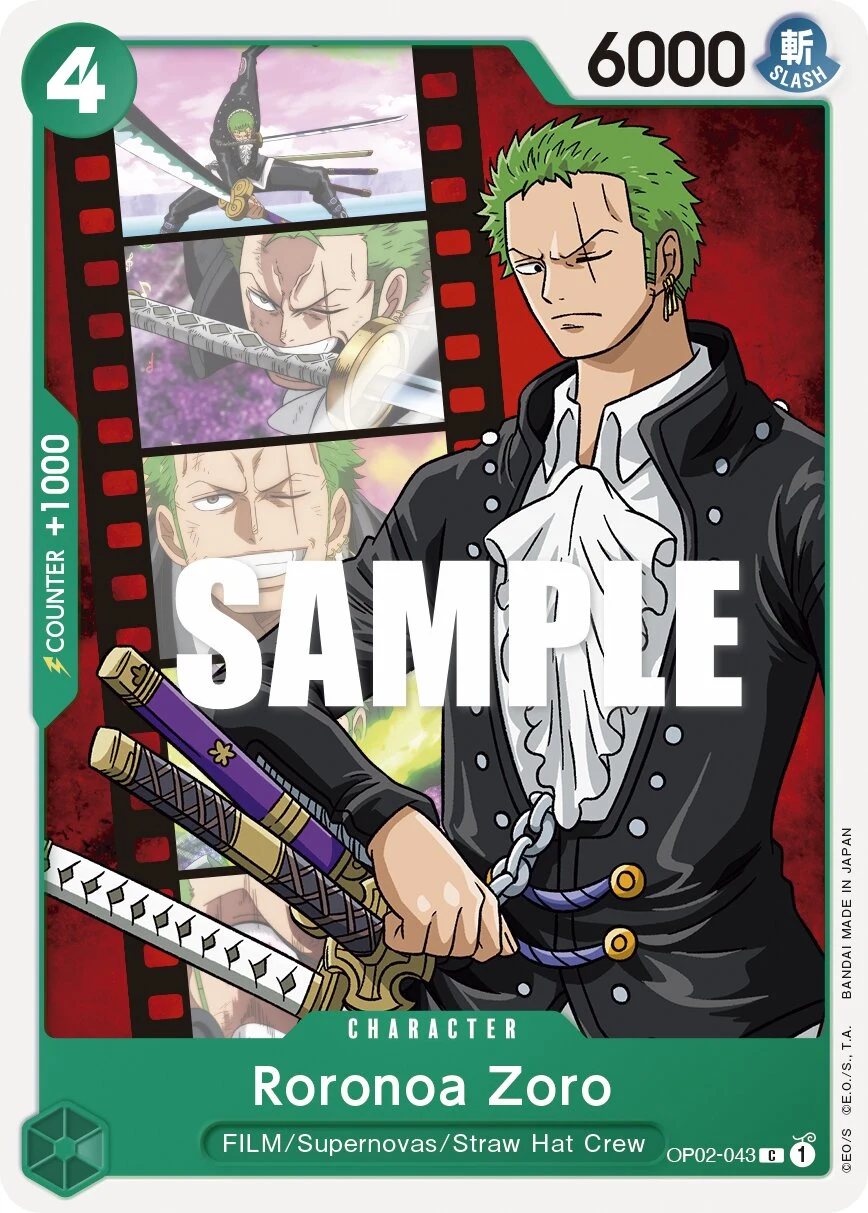 Carte One Piece anglaise Roronoa Zoro OP02-043 C