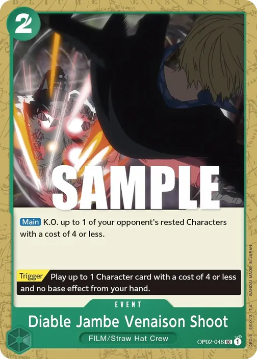 Carte One Piece anglaise OP02-046 Diable Jambe Venaison Shoot