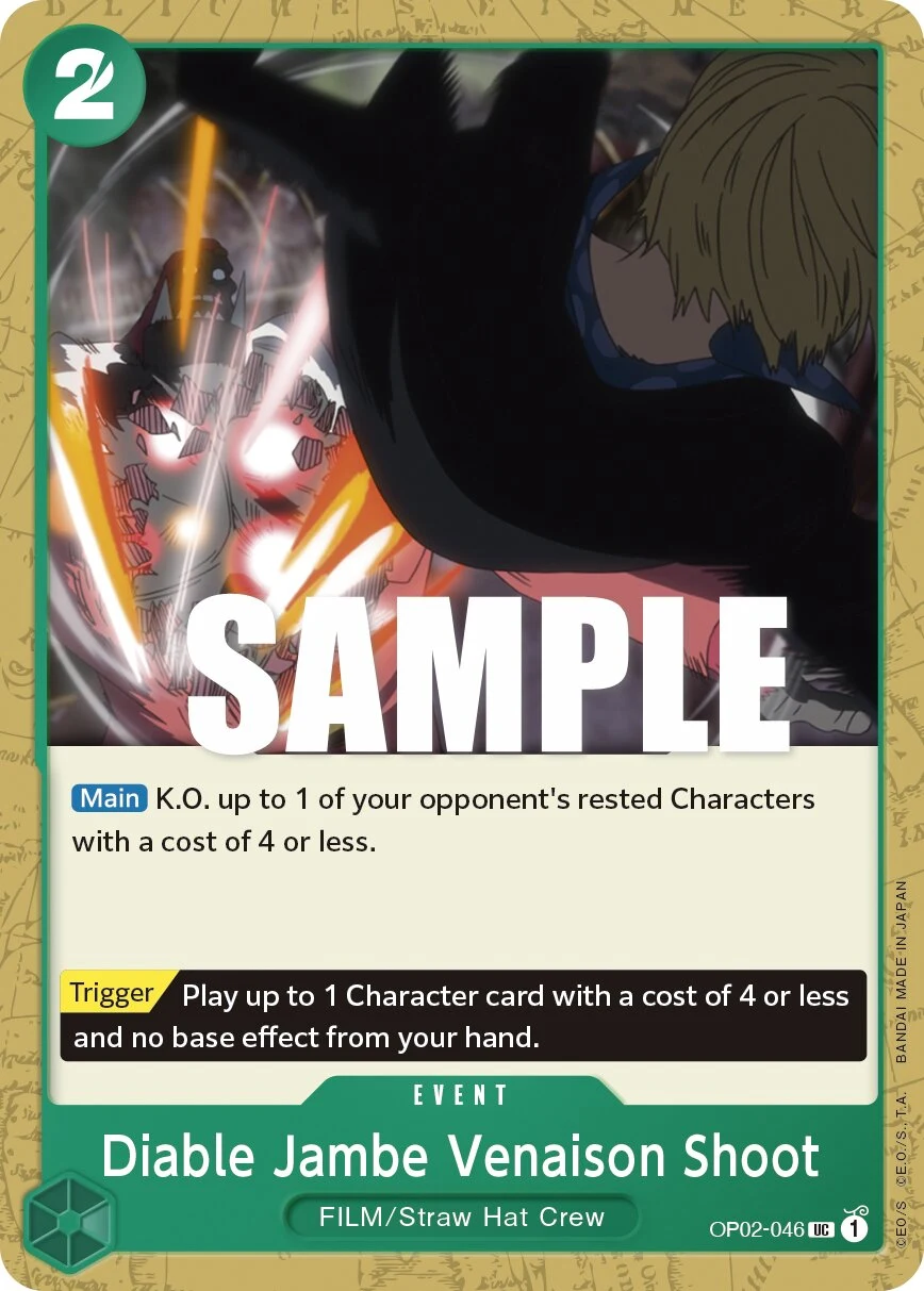 Carte One Piece anglaise Diable Jambe Venaison Shoot OP02-046 UC