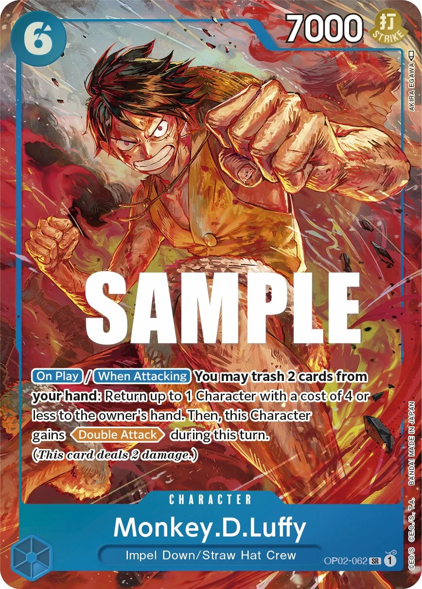 Carte One Piece anglaise Monkey.D.Luffy OP02-062 SR