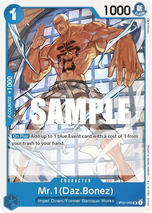 Carte One Piece anglaise OP02-063 Mr.1(Daz.Bonez)