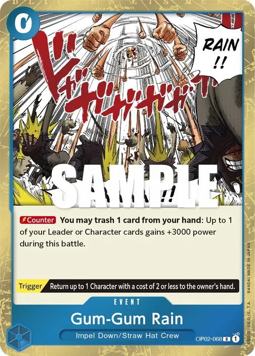 Carte One Piece anglaise OP02-068 Gum-Gum Rain