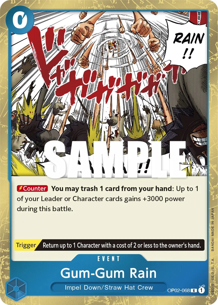 Carte One Piece anglaise Gum-Gum Rain OP02-068 R