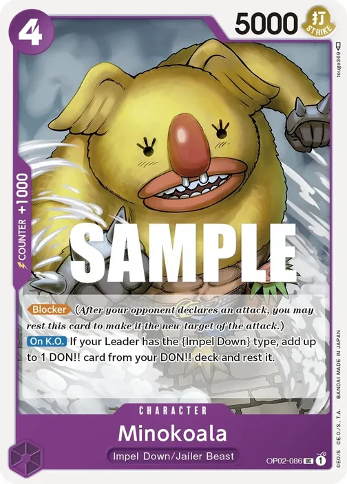 Carte One Piece anglaise OP02-086 Minokoala