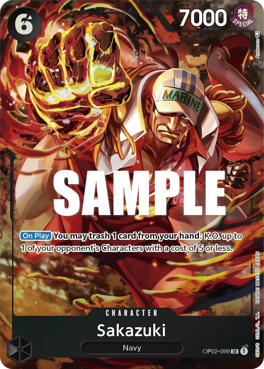 Carte One Piece anglaise Sakazuki OP02-099 SR