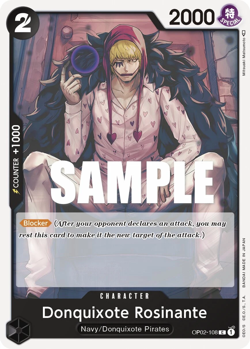 Carte One Piece anglaise Donquixote Rosinante OP02-108 C