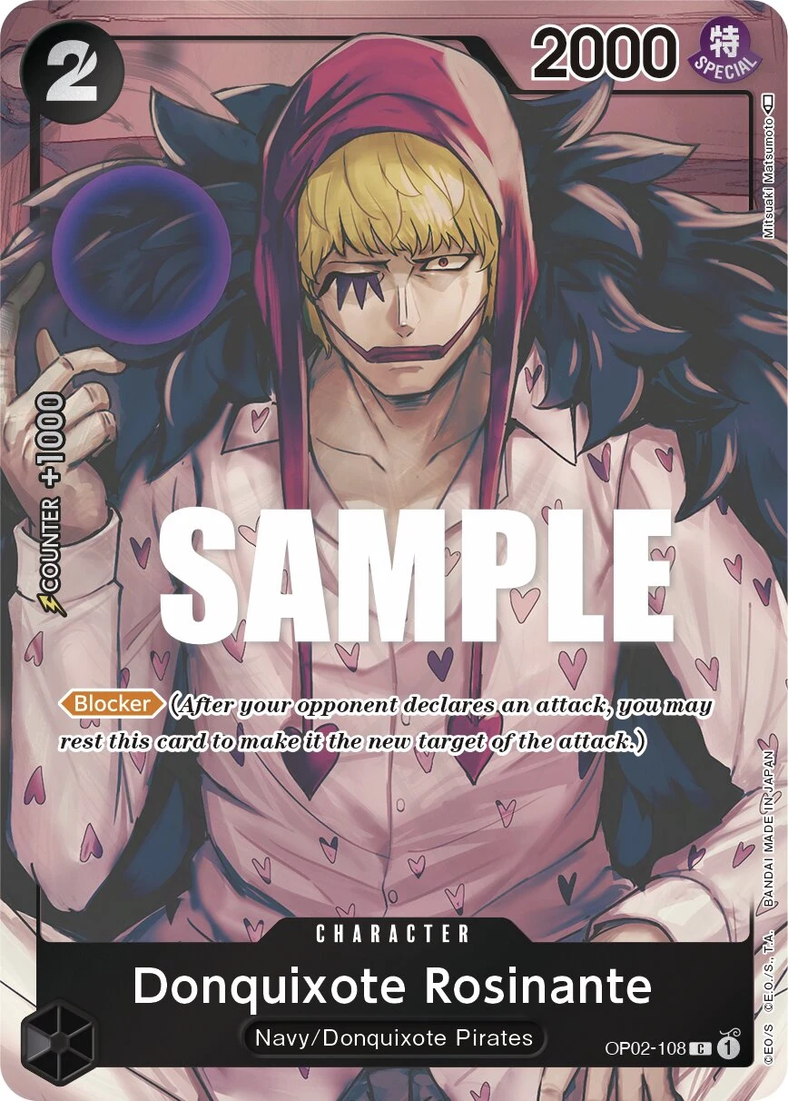 Carte One Piece anglaise Donquixote Rosinante OP02-108 C