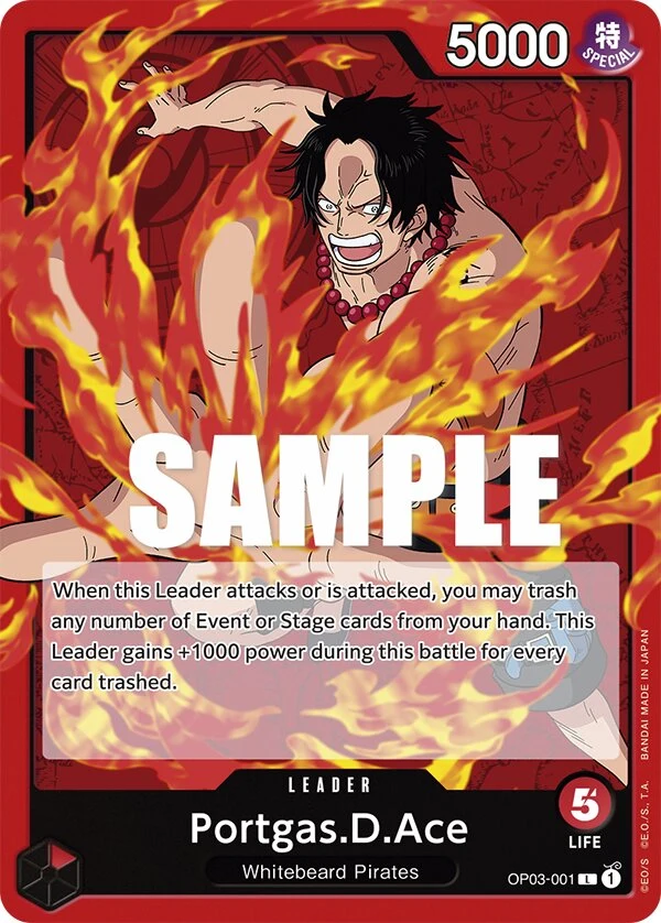 Carte One Piece anglaise Portgas.D.Ace OP03-001 L