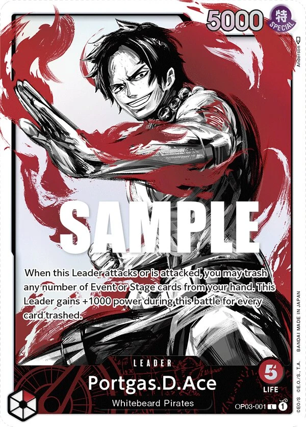 Carte One Piece anglaise Portgas.D.Ace OP03-001 L