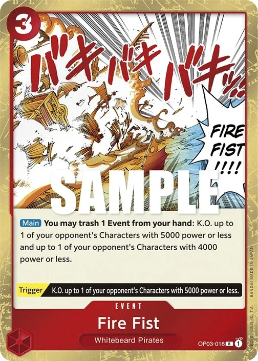 Carte One Piece anglaise OP03-018 Fire Fist