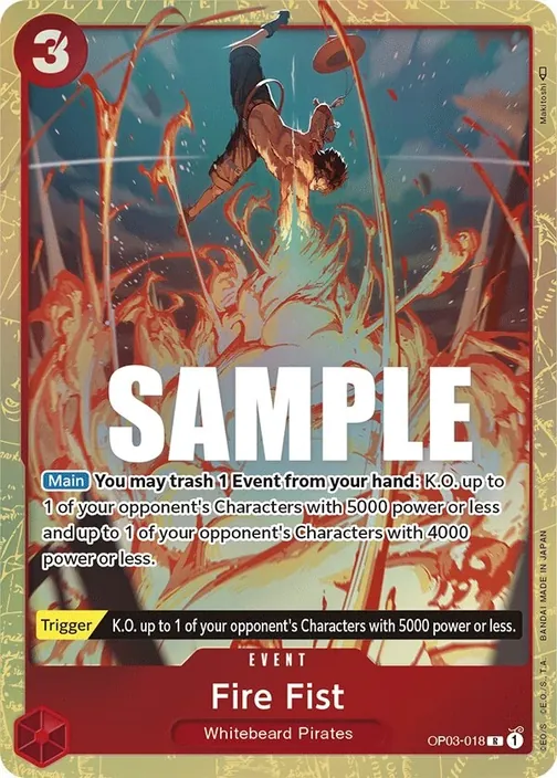 Carte One Piece anglaise OP03-018 Fire Fist (version 2)