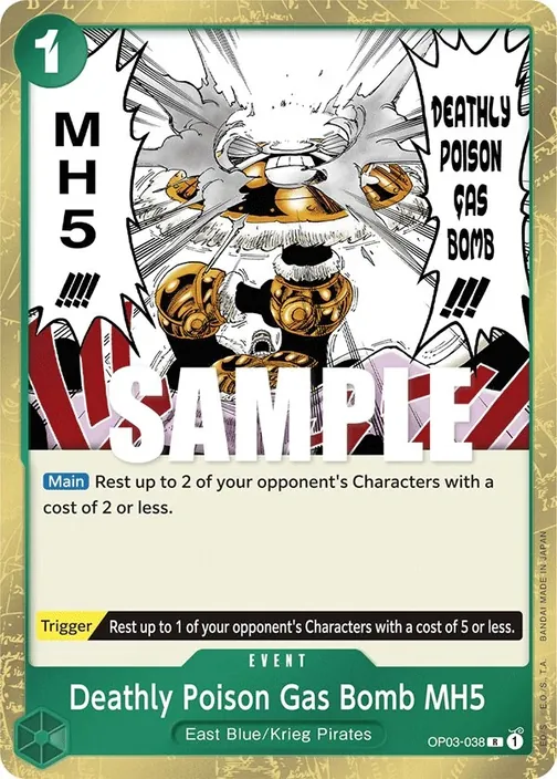 Carte One Piece anglaise OP03-038 Deathly Poison Gas Bomb MH5