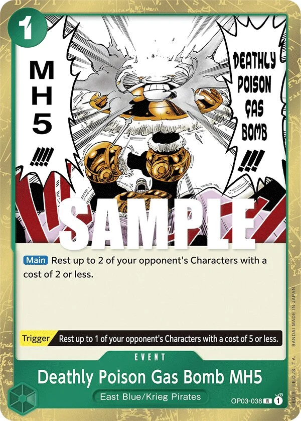 Carte One Piece anglaise Deathly Poison Gas Bomb MH5 OP03-038 R