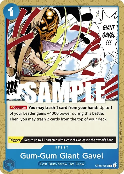 Carte One Piece anglaise OP03-055 Gum-Gum Giant Gavel
