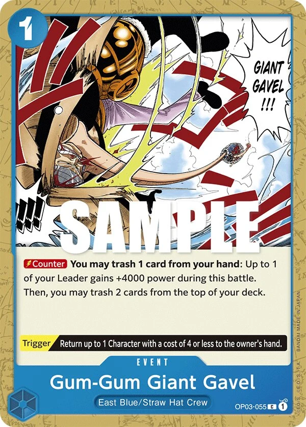 Carte One Piece anglaise Gum-Gum Giant Gavel OP03-055 C