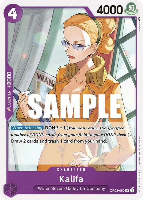 Carte One Piece anglaise Kalifa OP03-060 UC