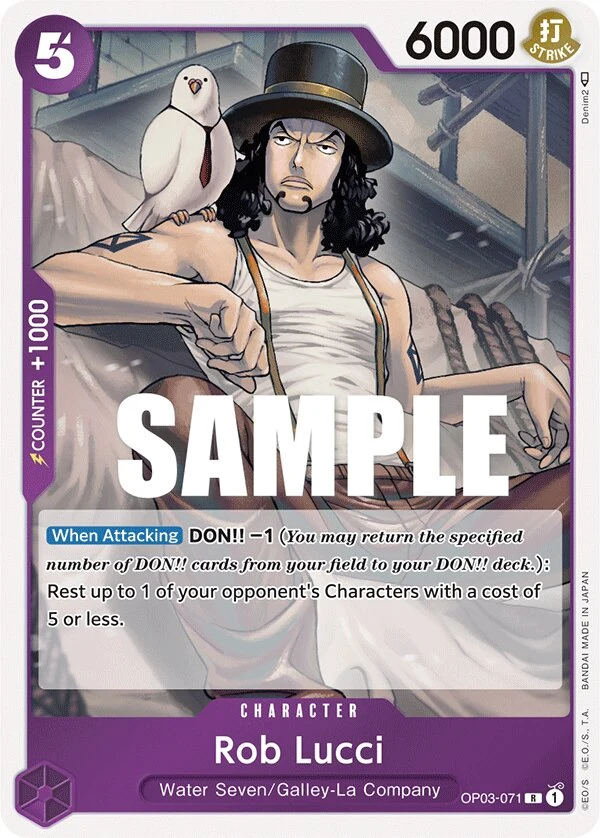 Carte One Piece anglaise Rob Lucci OP03-071 R