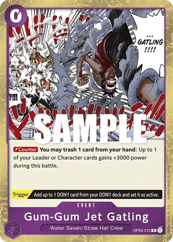 Carte One Piece anglaise Gum-Gum Jet Gatling OP03-072 R