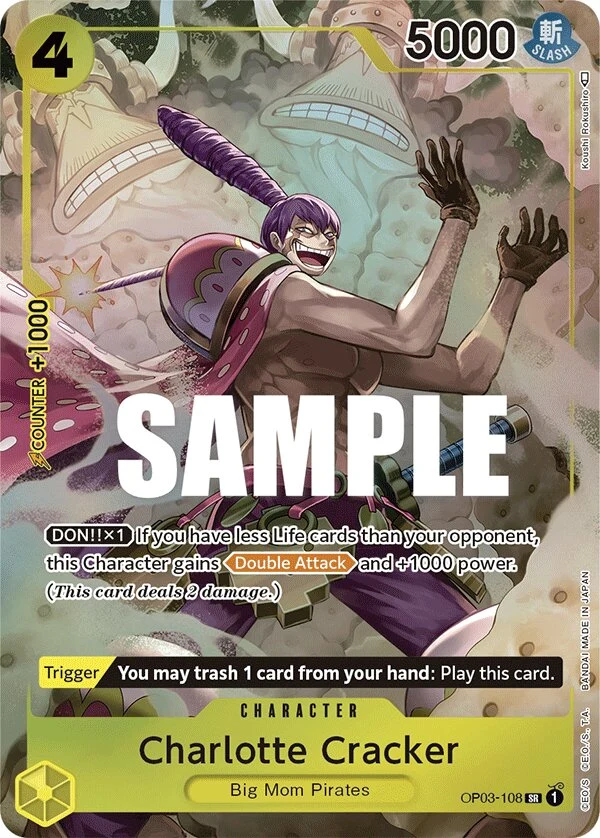 Carte One Piece anglaise Charlotte Cracker OP03-108 SR