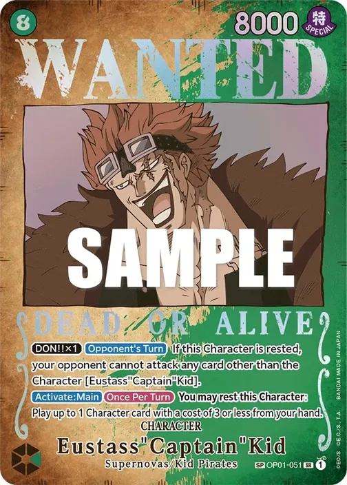 Carte One Piece anglaise OP01-051 Eustass"Captain"Kid (version 3)