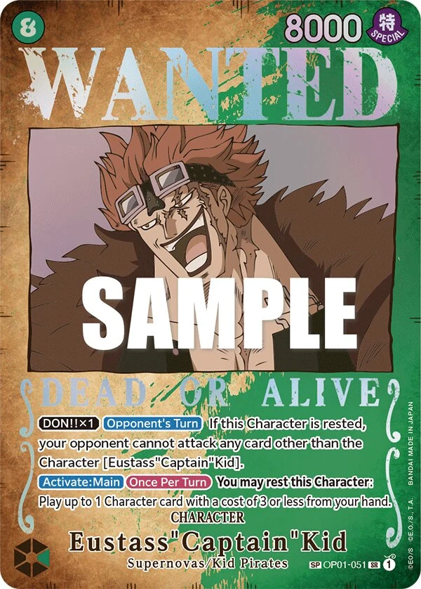 Carte One Piece anglaise Eustass"Captain"Kid OP01-051 SP