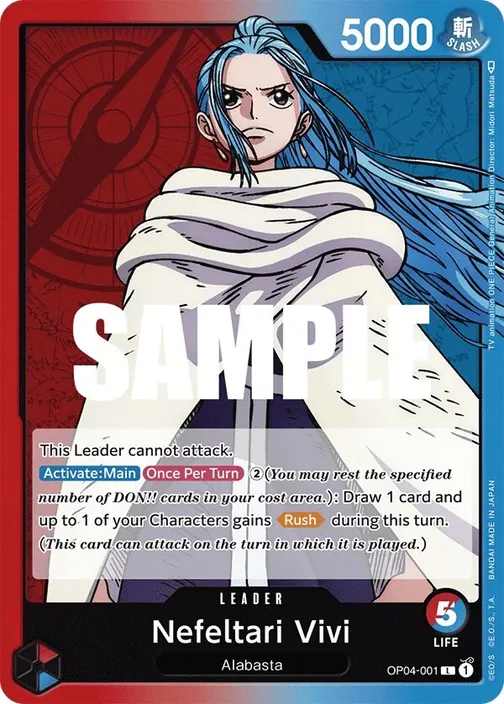 Carte One Piece anglaise OP04-001 Nefeltari Vivi