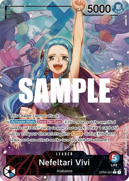 Carte One Piece anglaise OP04-001 Nefeltari Vivi (version 2)