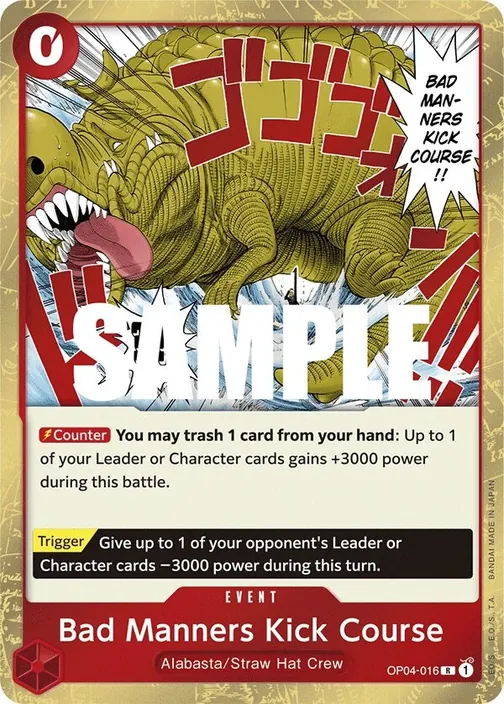 Carte One Piece anglaise OP04-016 Bad Manners Kick Course