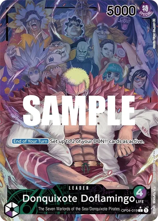 Carte One Piece anglaise OP04-019 Donquixote Doflamingo (version 2)