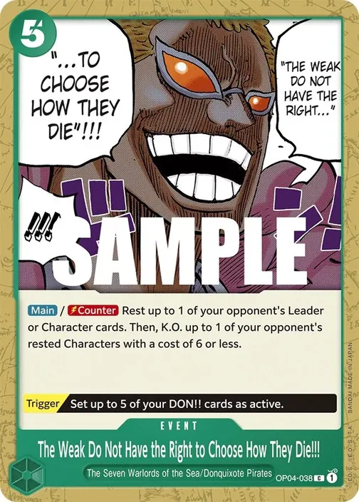 Carte One Piece anglaise OP04-038 The Weak Do Not Have the Right to Choose How They Die!!!