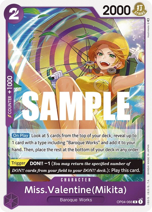 Carte One Piece anglaise Miss.Valentine(Mikita) OP04-066 R