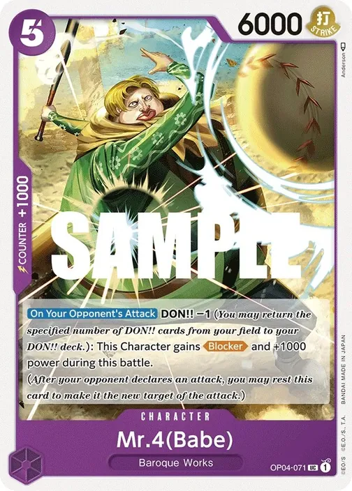 Carte One Piece anglaise OP04-071 Mr.4(Babe)