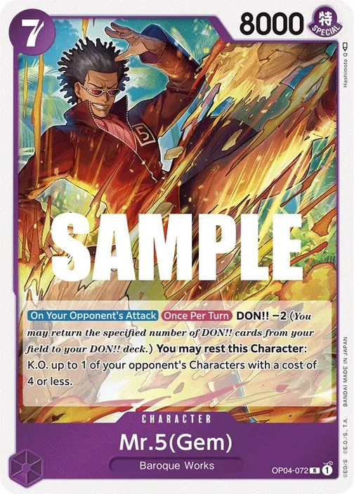 Carte One Piece anglaise OP04-072 Mr.5(Gem)