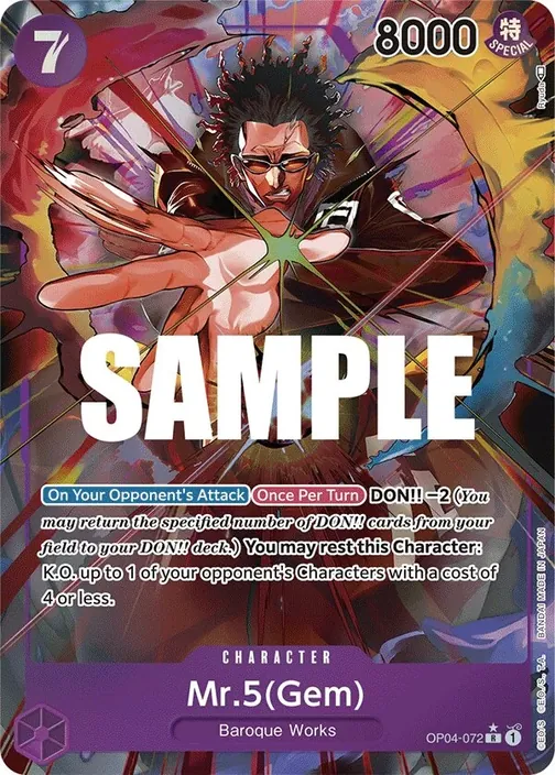Carte One Piece anglaise OP04-072 Mr.5(Gem) (version 2)
