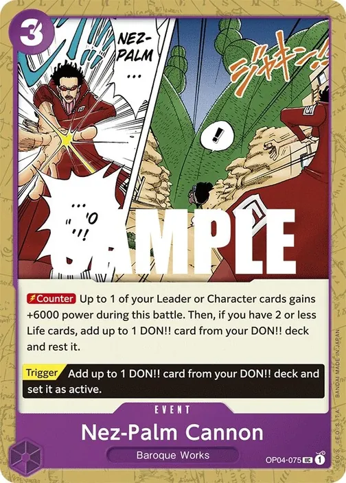 Carte One Piece anglaise OP04-075 Nez-Palm Cannon