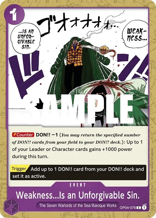 Carte One Piece anglaise OP04-076 Weakness...Is an Unforgivable Sin.