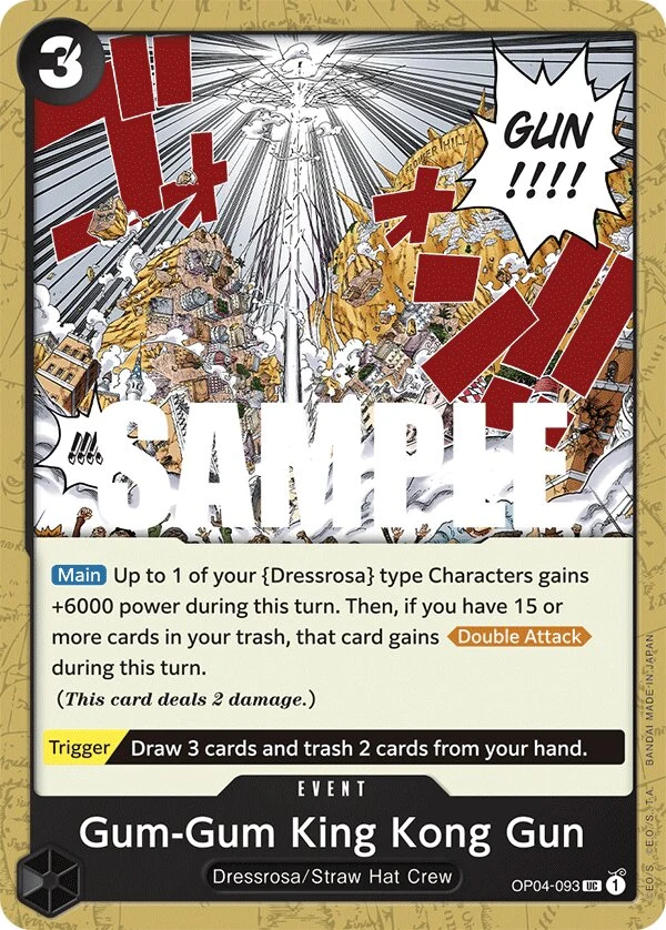 Carte One Piece anglaise Gum-Gum King Kong Gun OP04-093 UC