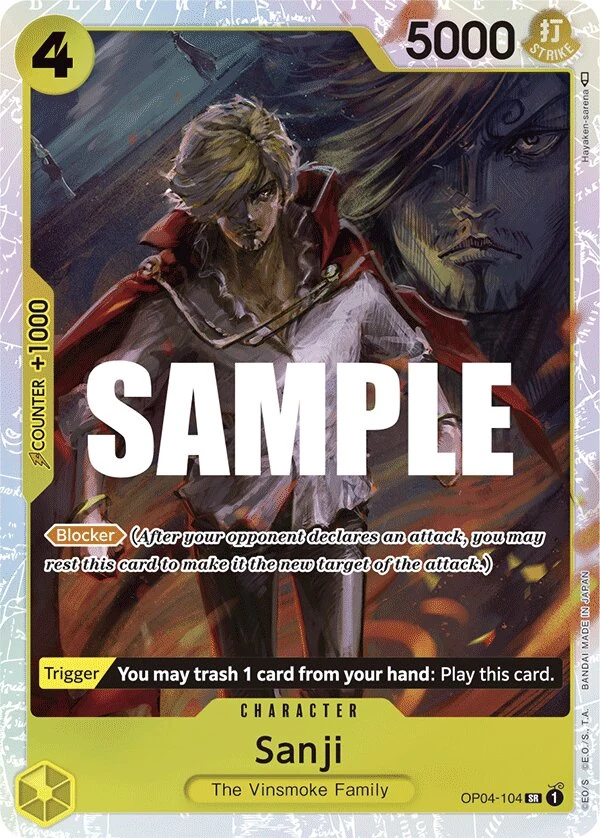 Carte One Piece anglaise Sanji OP04-104 SR