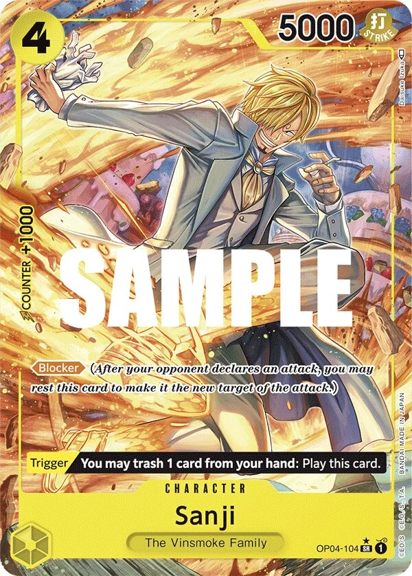 Carte One Piece anglaise Sanji OP04-104 SR