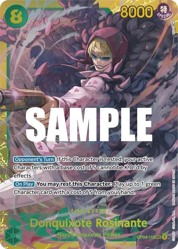 Carte One Piece anglaise Donquixote Rosinante OP04-119 SEC