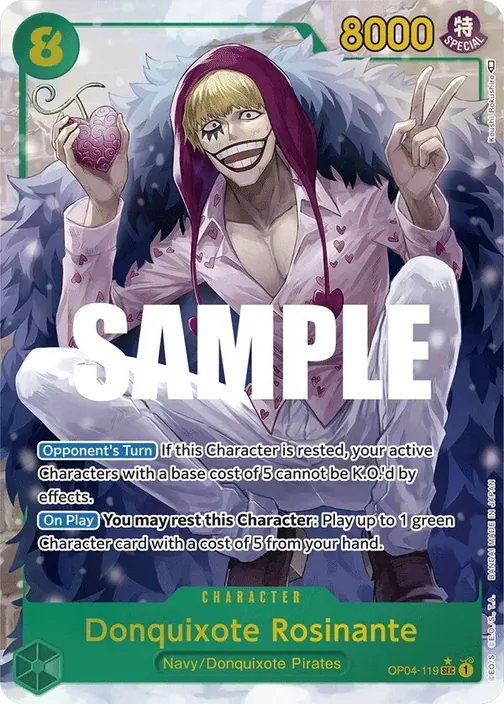 Carte One Piece anglaise OP04-119 Donquixote Rosinante (version 2)
