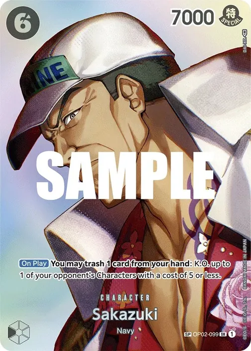 Carte One Piece anglaise OP02-099 Sakazuki (version 3)