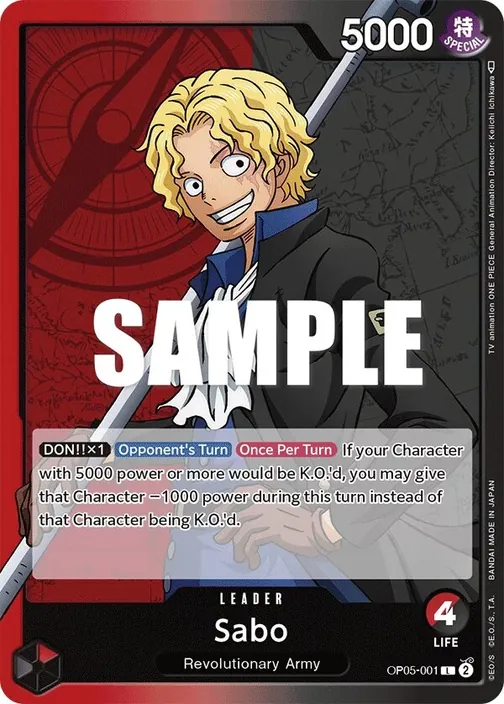 Carte One Piece anglaise OP05-001 Sabo