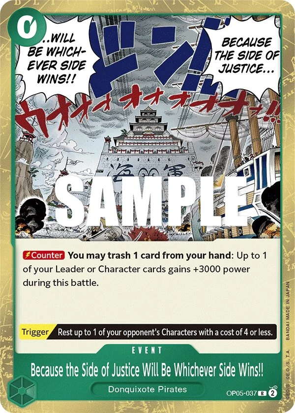 Carte One Piece anglaise Because the Side of Justice Will Be Whichever Side Wins!! OP05-037 R