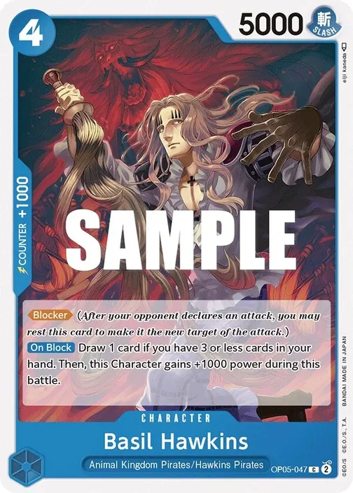 Carte One Piece anglaise OP05-047 Basil Hawkins