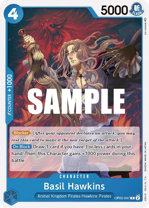 Carte One Piece anglaise Basil Hawkins OP05-047 C