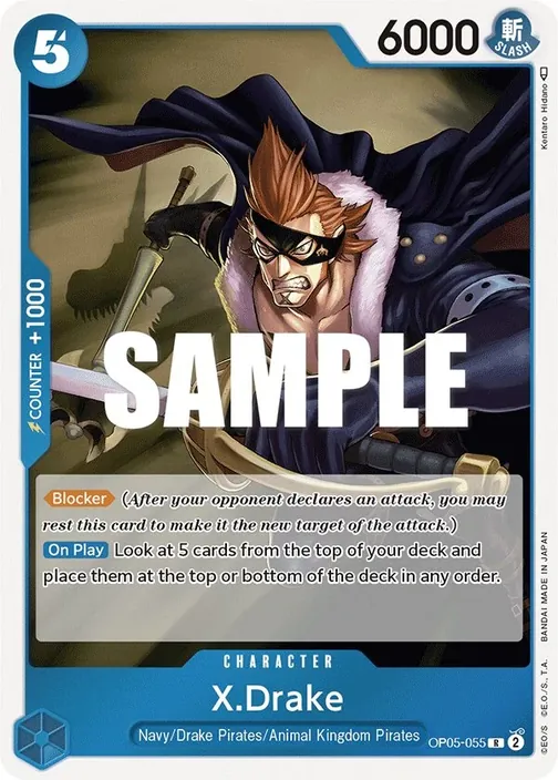 Carte One Piece anglaise OP05-055 X.Drake