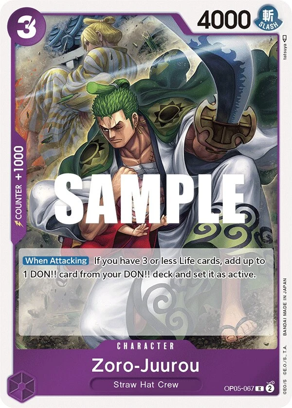Carte One Piece anglaise Zoro-Juurou OP05-067 R