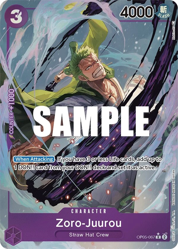 Carte One Piece anglaise Zoro-Juurou OP05-067 R